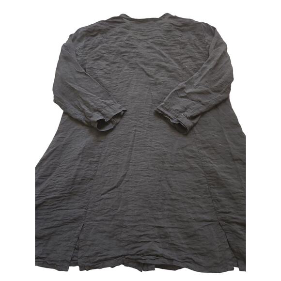 Womens Cut Loose Black Tunic Button-Up 3/4 Sleeve XL‎ Dress Pockets EUC - Picture 9 of 15